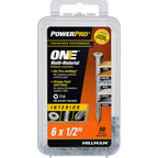 Hillman 116701 Power Pro One No. 6 x 1/2 in. L Star Flat Head Multi-Material Screw 50/Pack