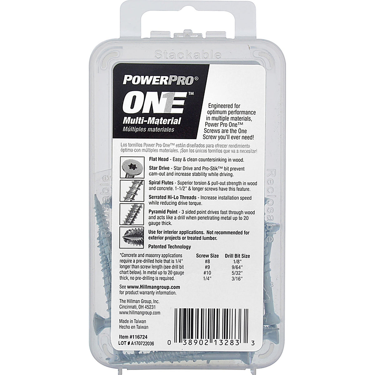 Hillman 116724 Power Pro One No. 8 x 2 in. L Star Flat Head Multi-Material Screw 20/Pack