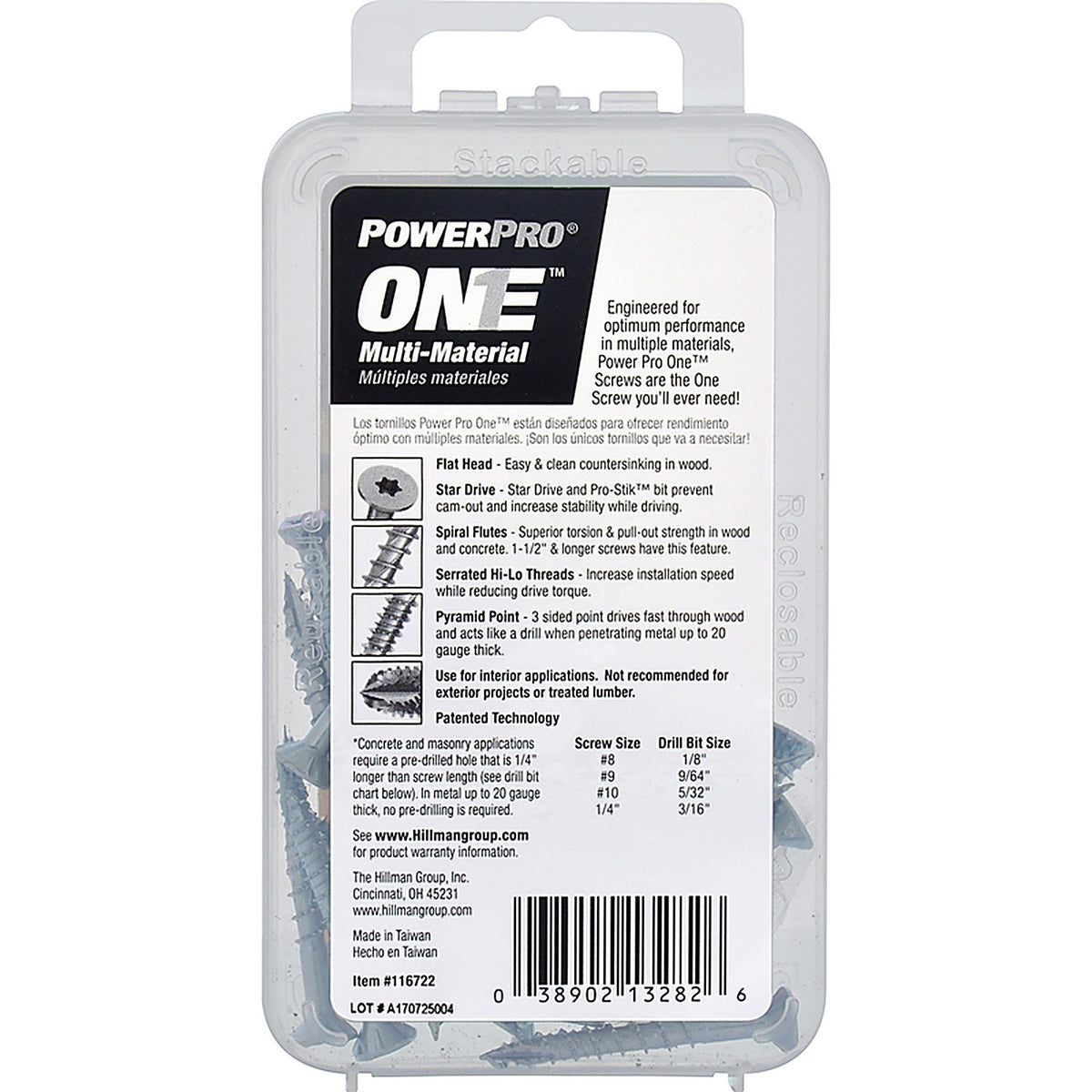 Hillman 116722 Power Pro One No. 8 x 1-1/2 in. L Star Flat Head Multi-Material Screw 25/Pack