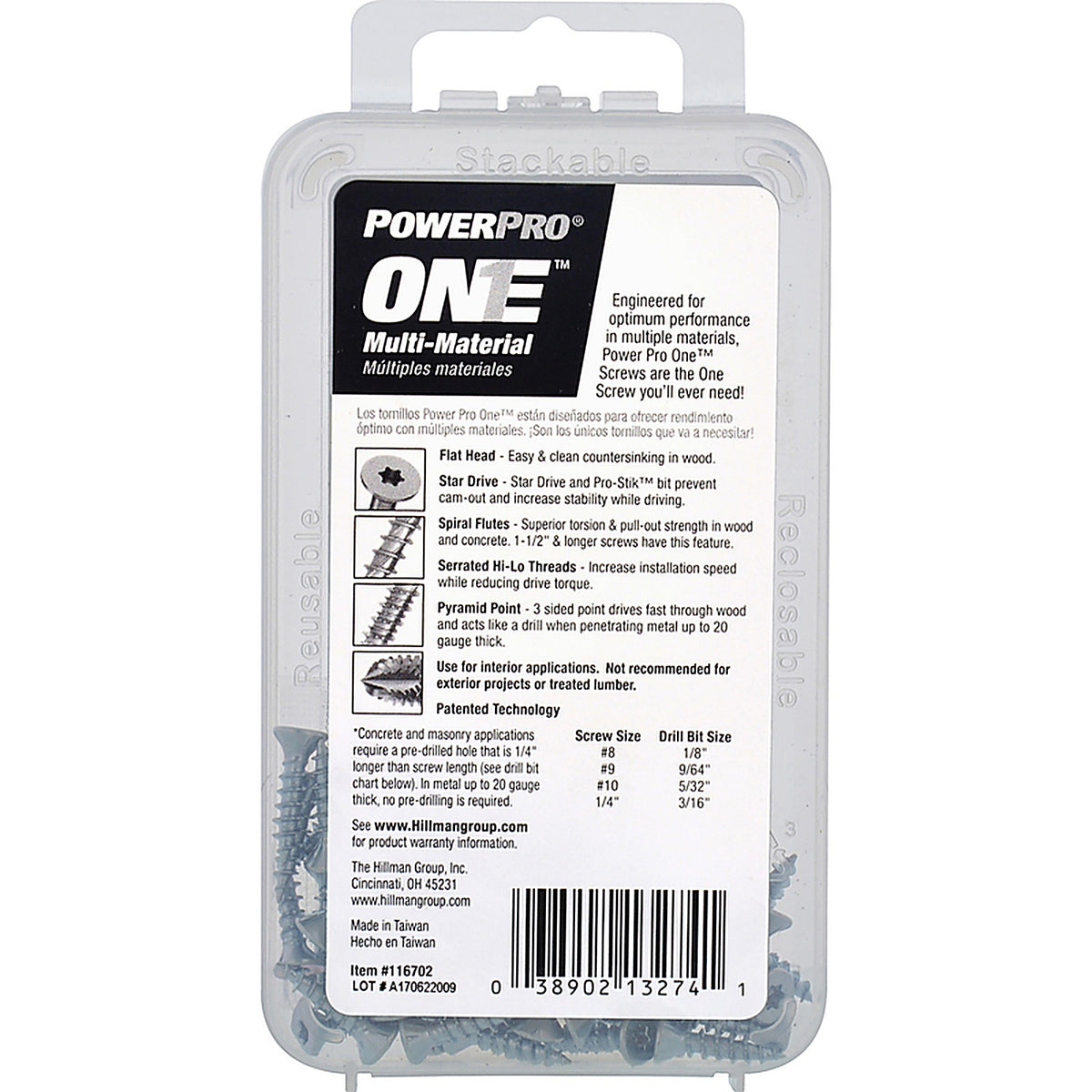 Hillman 116702 Power Pro One No. 6 x 5/8 in. L Star Flat Head Multi-Material Screw 50/Pack