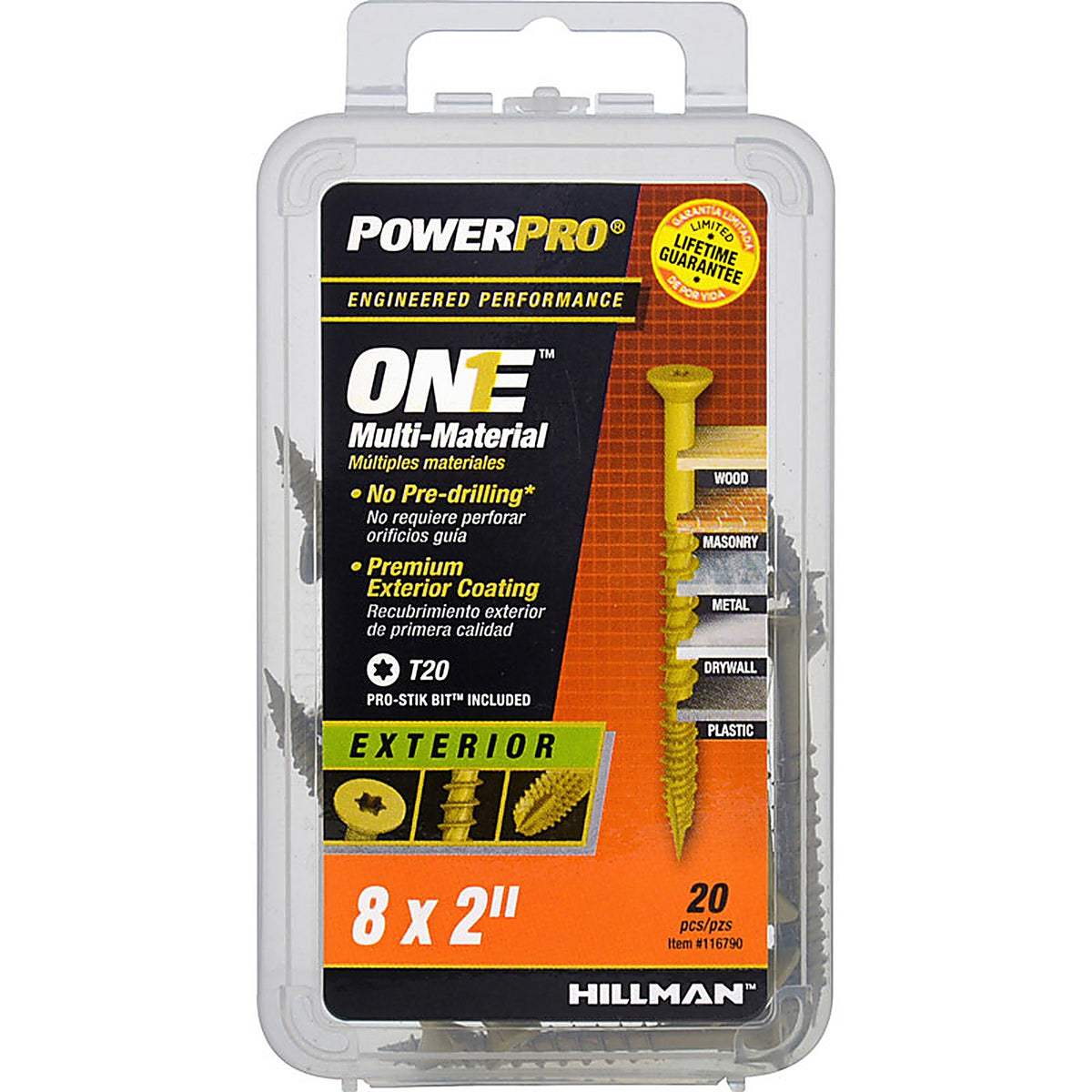 Hillman 116790 Power Pro One No. 8 x 2 in. L Star Flat Head Multi-Material Screw