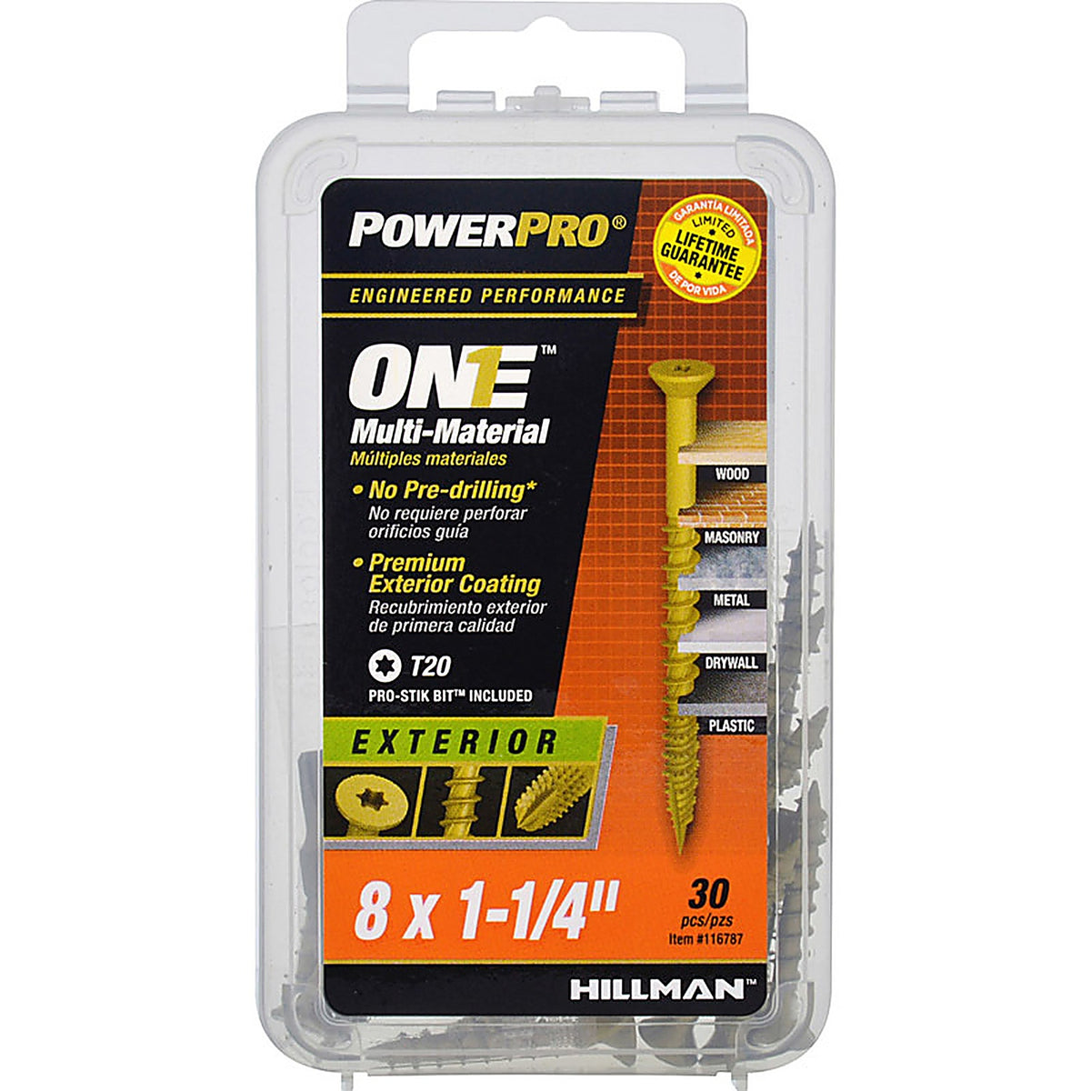 Hillman 116787 Power Pro One No. 8 x 1-1/4 in. L Star Flat Head Multi-Material Screw