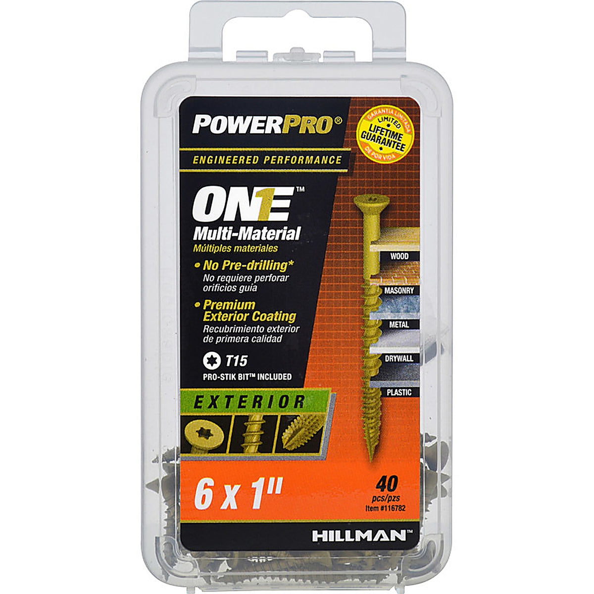 Hillman 116782 Power Pro One No. 6 x 1 in. L Star Flat Head Multi-Material Screw 10/Pack
