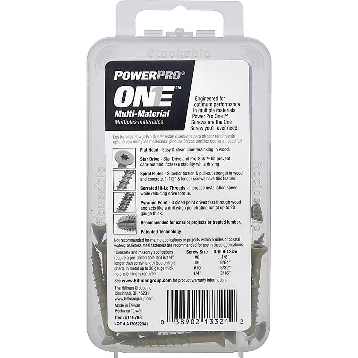 Hillman 116788 Power Pro One No. 8 x 1-1/2 in. L Star Flat Head Multi-Material Screw 25/Pack