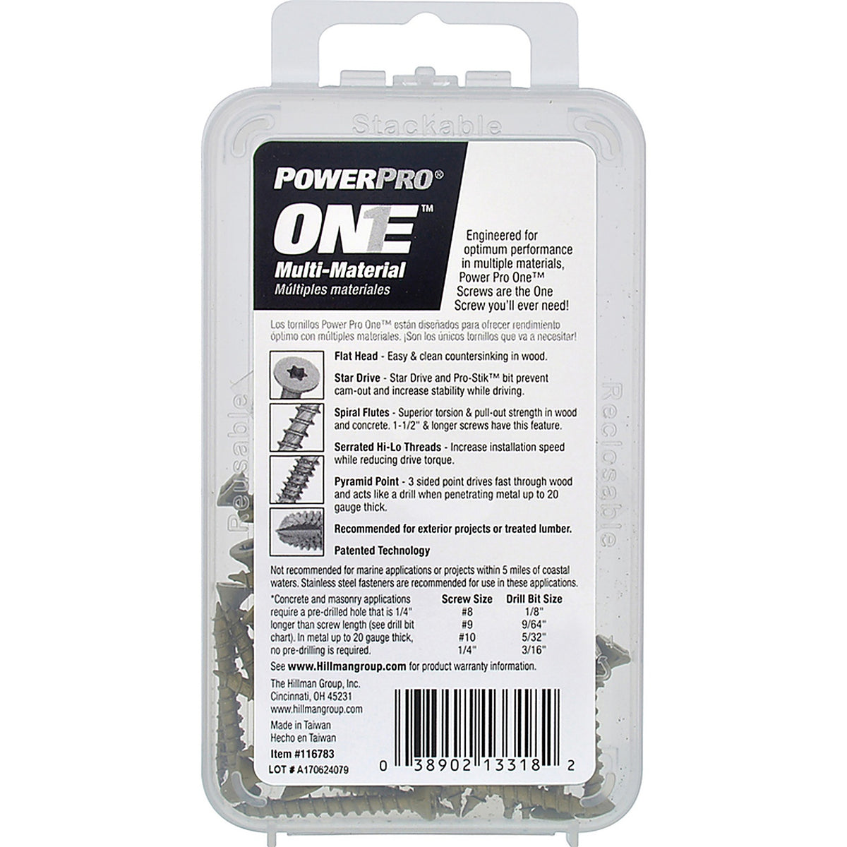 Hillman 116783 Power Pro One No. 6 x 1-1/4 in. L Star Flat Head Multi-Material Screw 35/Pack