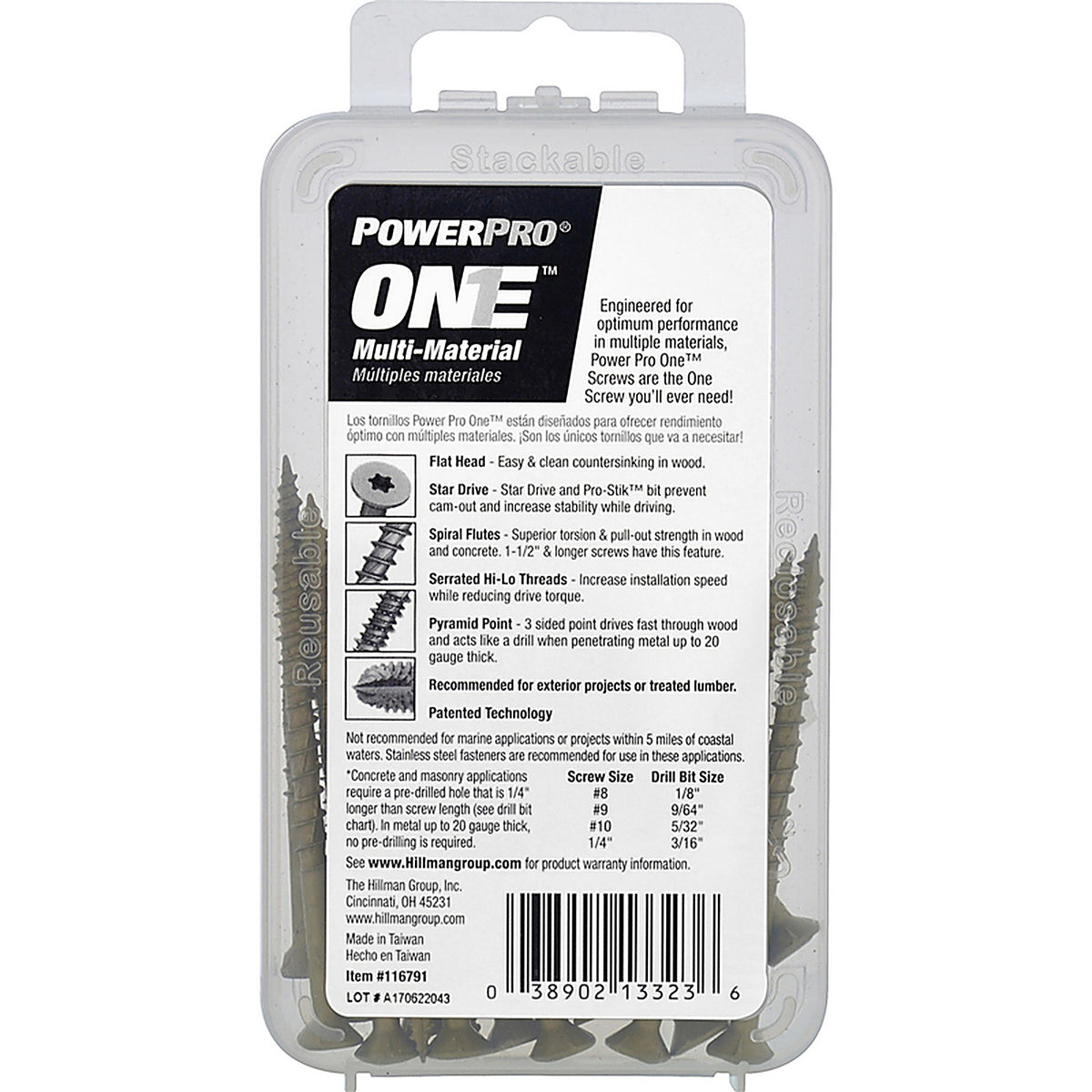 Hillman 116791 Power Pro One No. 8 x 2-1/2 in. L Star Flat Head Multi-Material Screw 20/Pack