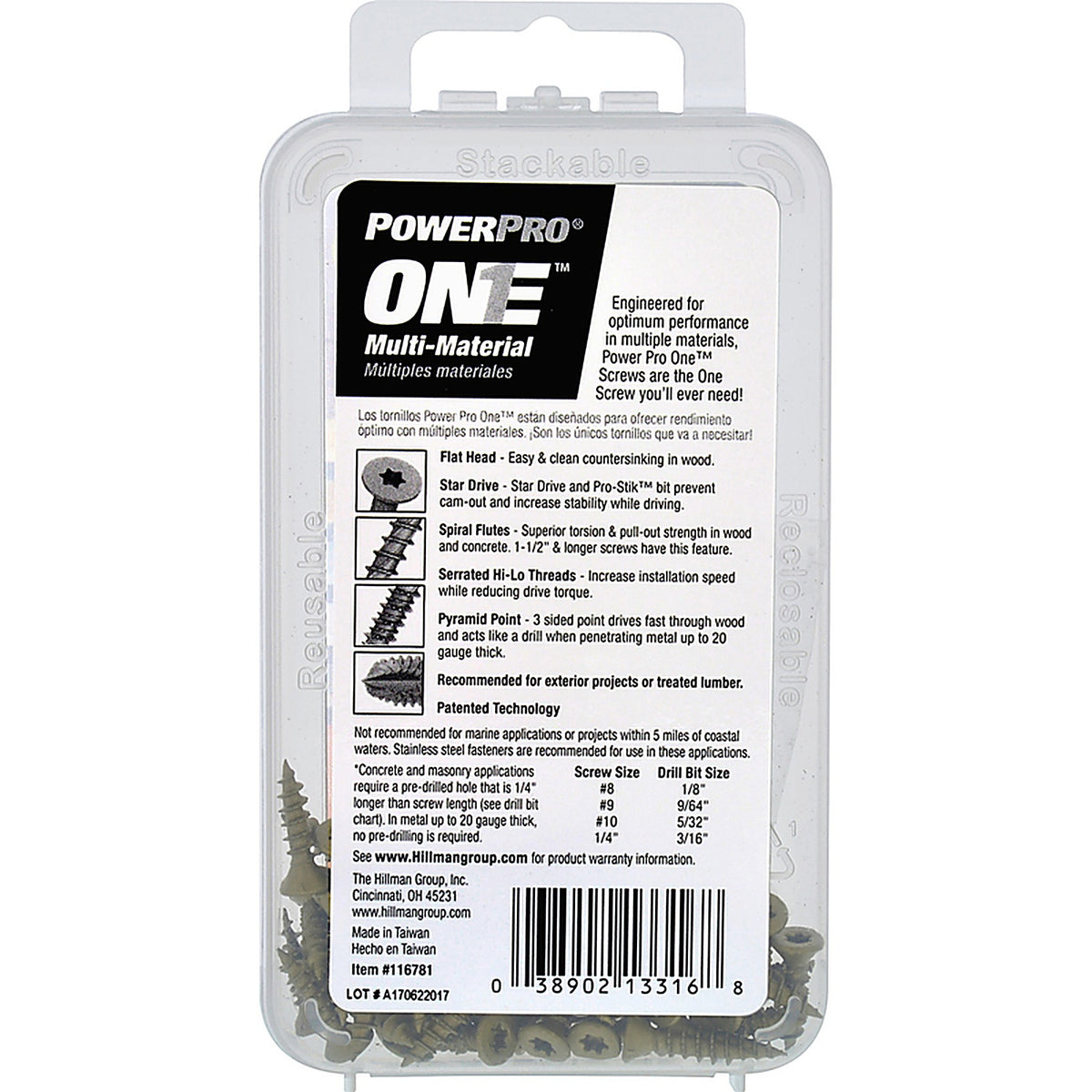 Hillman 116781 Power Pro One No. 6 x 5/8 in. L Star Flat Head Multi-Material Screw 50/Pack