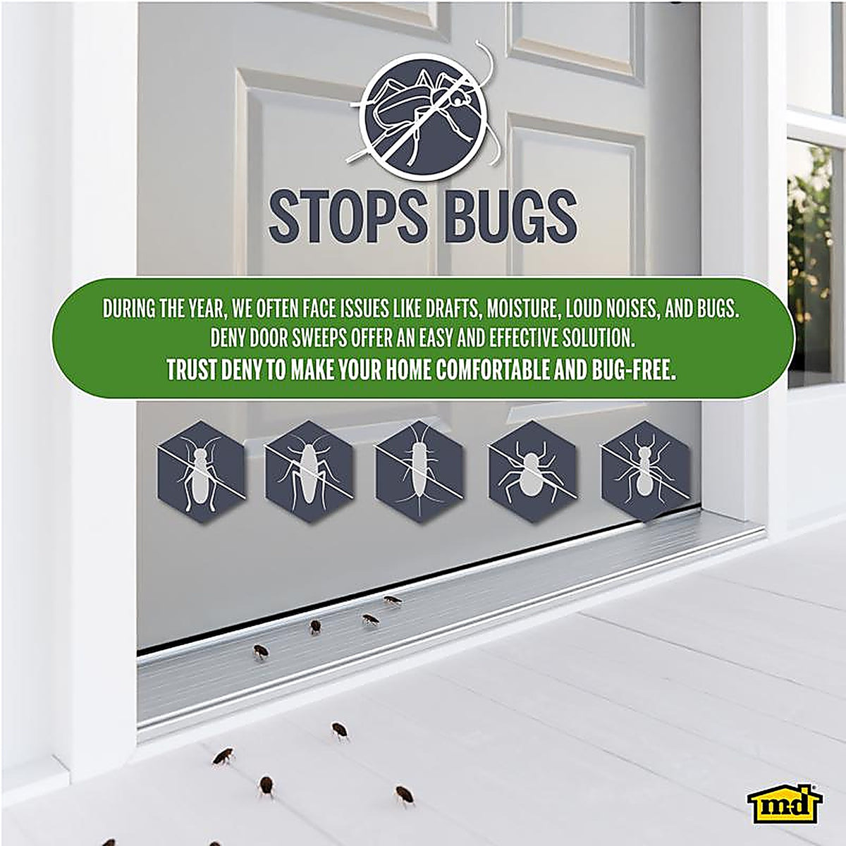 M-D - 40715 - Building Products Deny White Aluminum/Vinyl Sweep for Doors 36 In. L X 2.13 In.
