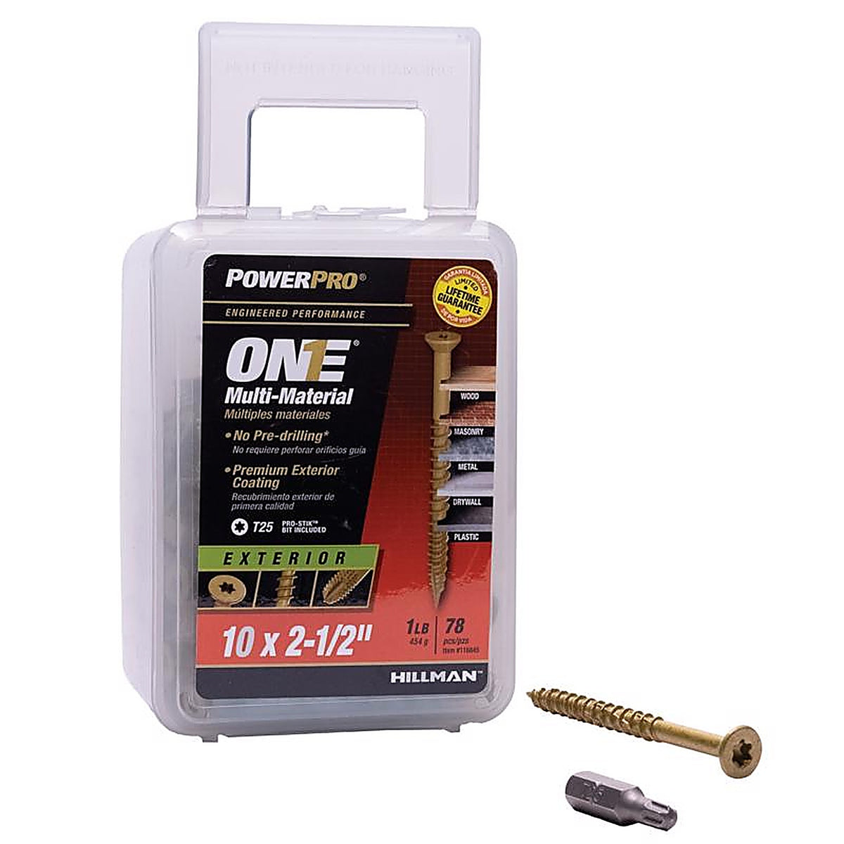 Hillman 116845 Power Pro One No. 10 x 2-1/2 in. L Star Flat Head Multi-Material Screw 1 lb. 72/Pack