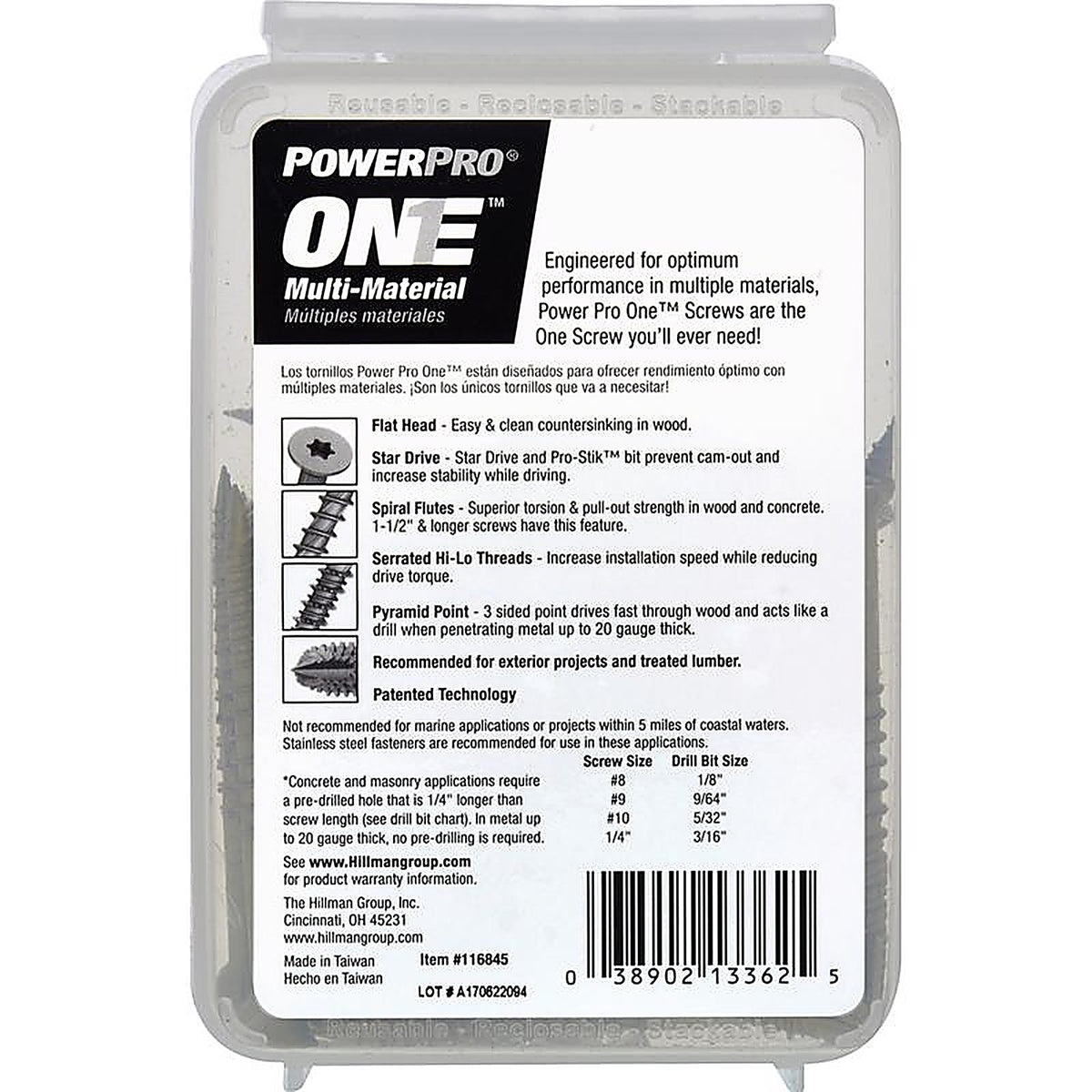 Hillman 116845 Power Pro One No. 10 x 2-1/2 in. L Star Flat Head Multi-Material Screw 1 lb. 72/Pack