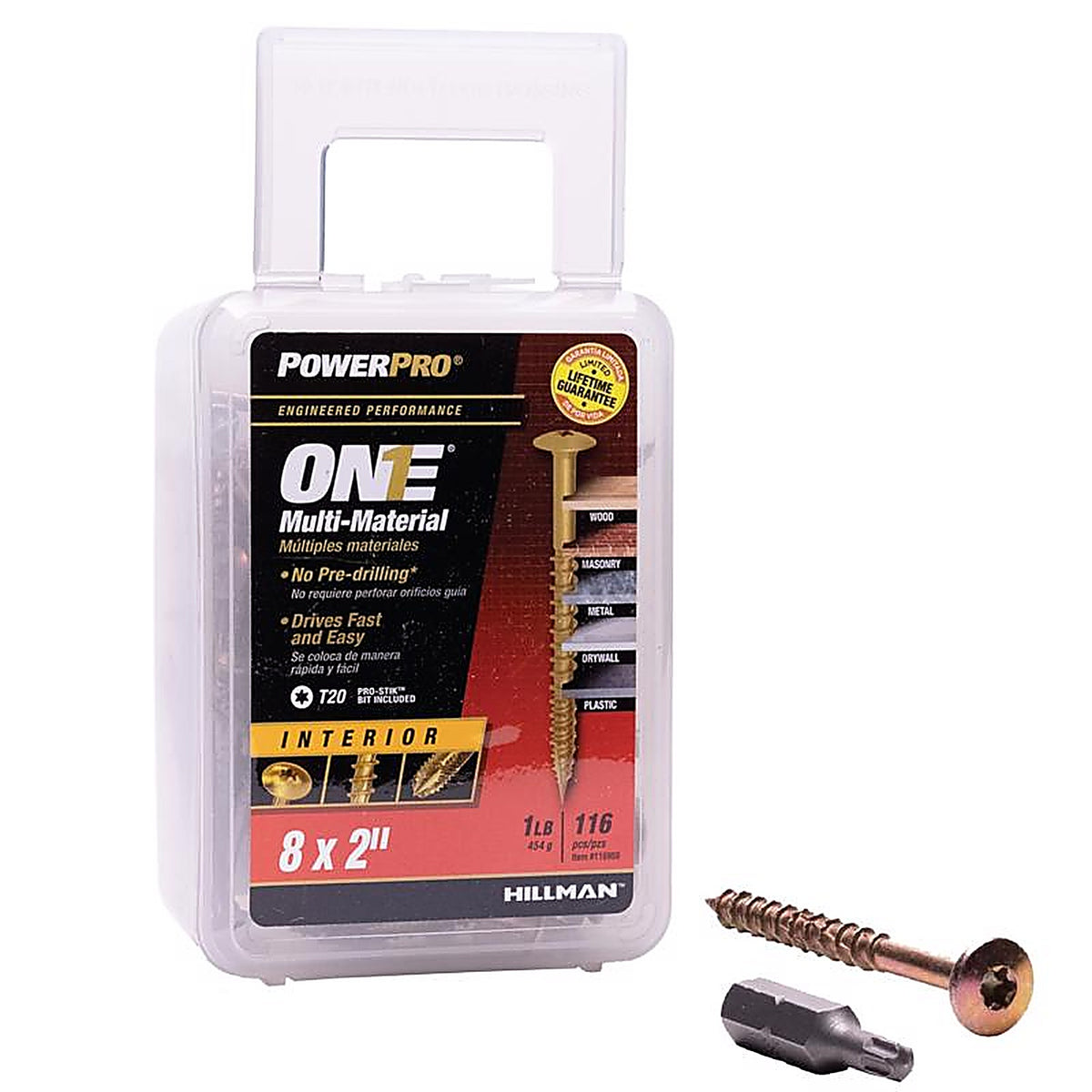 Hillman 116959 Power Pro One No. 8 x 2 in. L Star Wafer Head Multi-Material Screw 1 lb. 116/Pack
