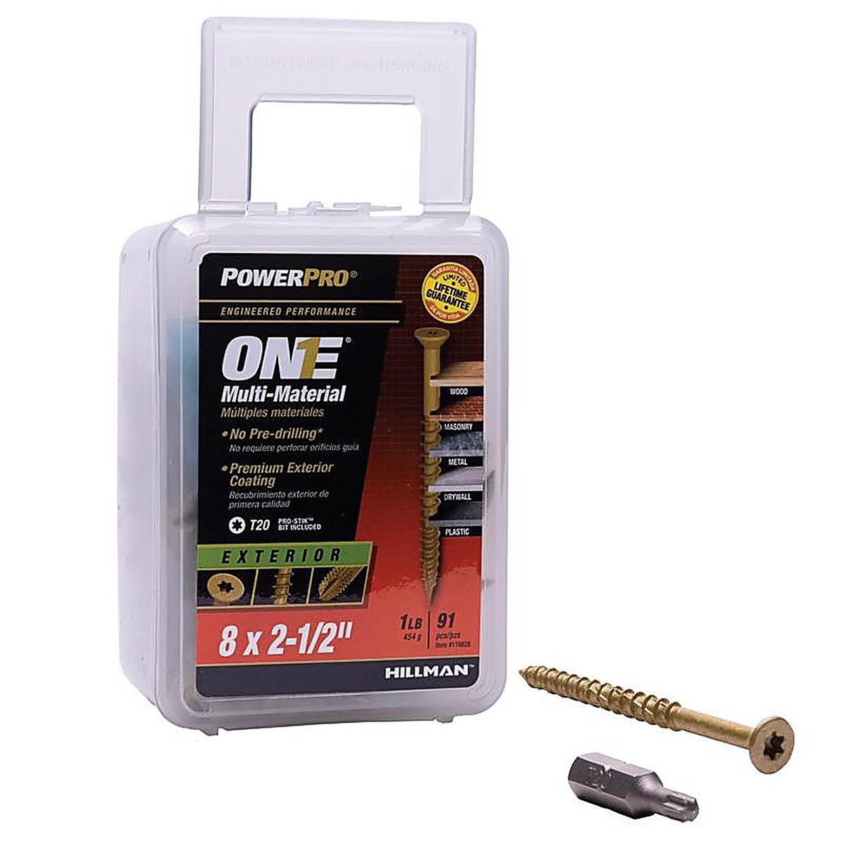 Hillman 116828 Power Pro One No. 8 x 2-1/2 in. L Star Flat Head Multi-Material Screw 1 lb. 91/Pack