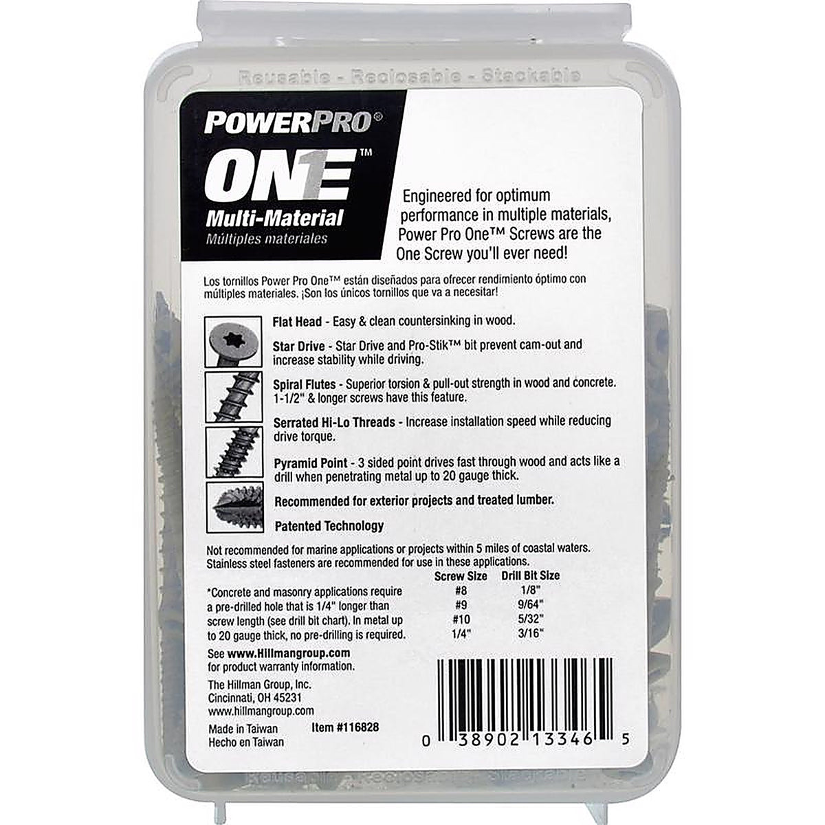 Hillman 116828 Power Pro One No. 8 x 2-1/2 in. L Star Flat Head Multi-Material Screw 1 lb. 91/Pack