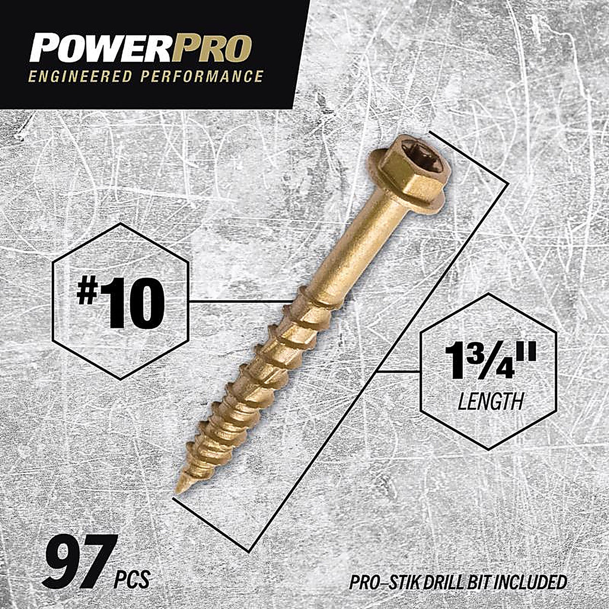 Hillman 116896 Power Pro No. 10 x 1-3/4 in. L Star Hex Washer Head Multi-Material Screw 1 lb. 97/Pack
