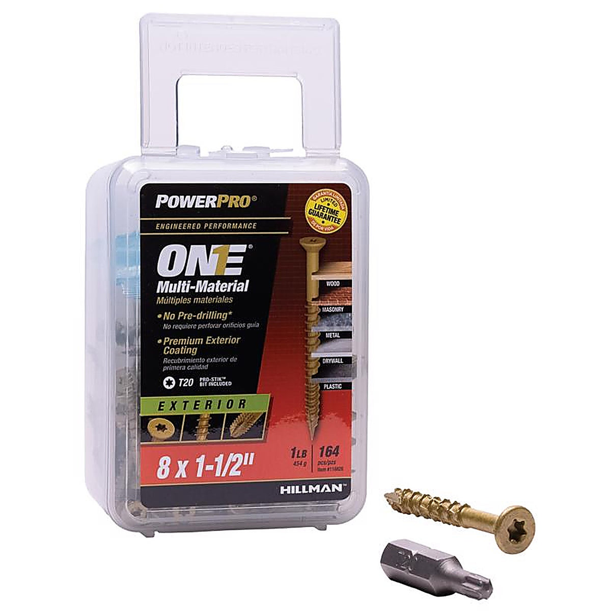 Hillman 116826 Power Pro One No. 8 x 1-1/2 in. L Star Flat Head Multi-Material Screw 1 lb. 159/Pack
