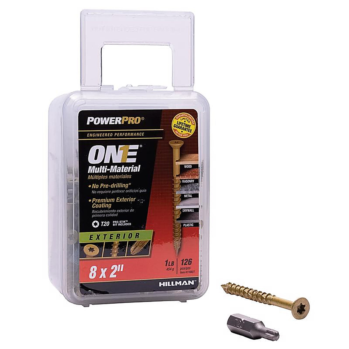 Hillman 116827 Power Pro One No. 8 x 2 in. L Star Flat Head Multi-Material Screw 1 lb. 121/Pack