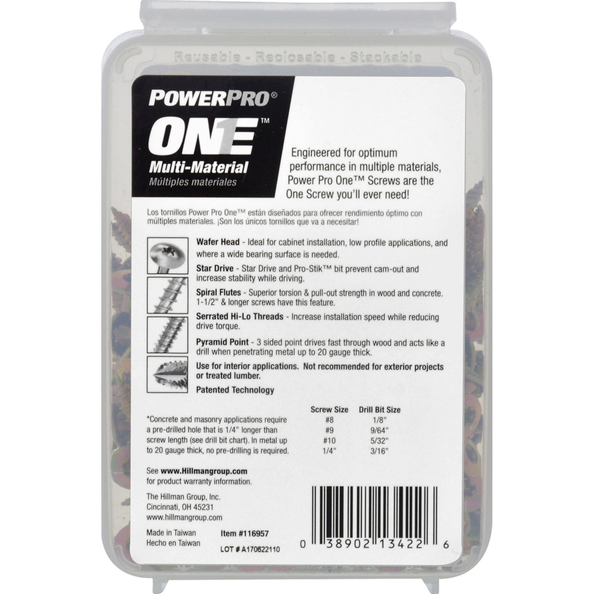 Hillman 116957 Power Pro One No. 8 x 1-1/2 in. L Star Wafer Head Multi-Material Screw 1 lb. 37/Pack