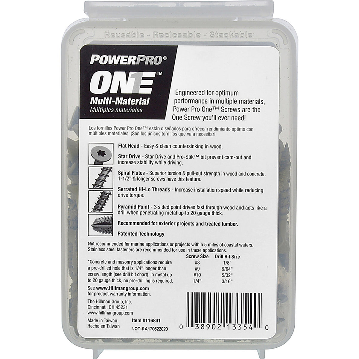 Hillman 116841 Power Pro One No. 10 x 1-1/2 in. L Star Flat Head Multi-Material Screw 1 lb. 122/Pack