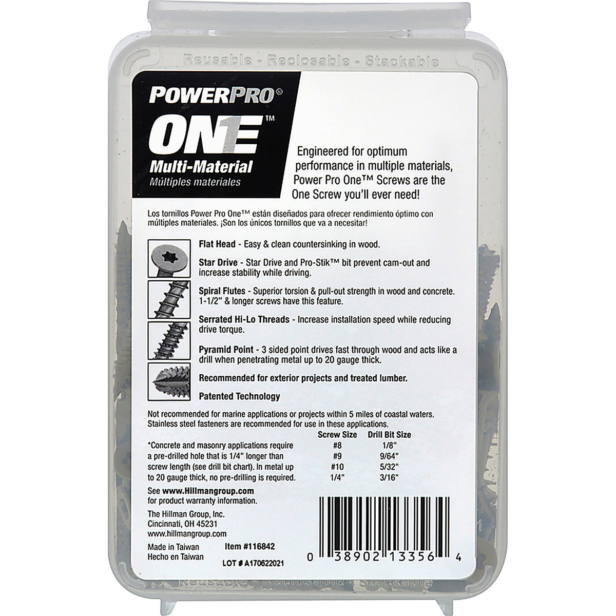 Hillman 116842 Power Pro One No. 10 x 1-3/4 in. L Star Flat Head Multi-Material Screw 1 lb. 106/Pack