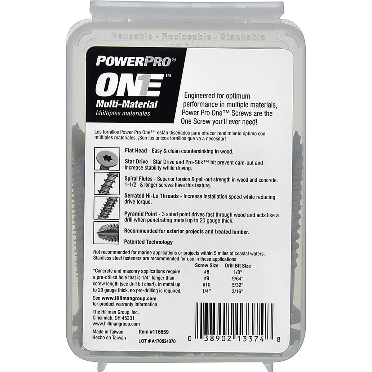 Hillman 116859 Power Pro One 1/4 in. x 2-3/4 in. L Star Flat Head Multi-Material Screw 1 lb. 29/Pack