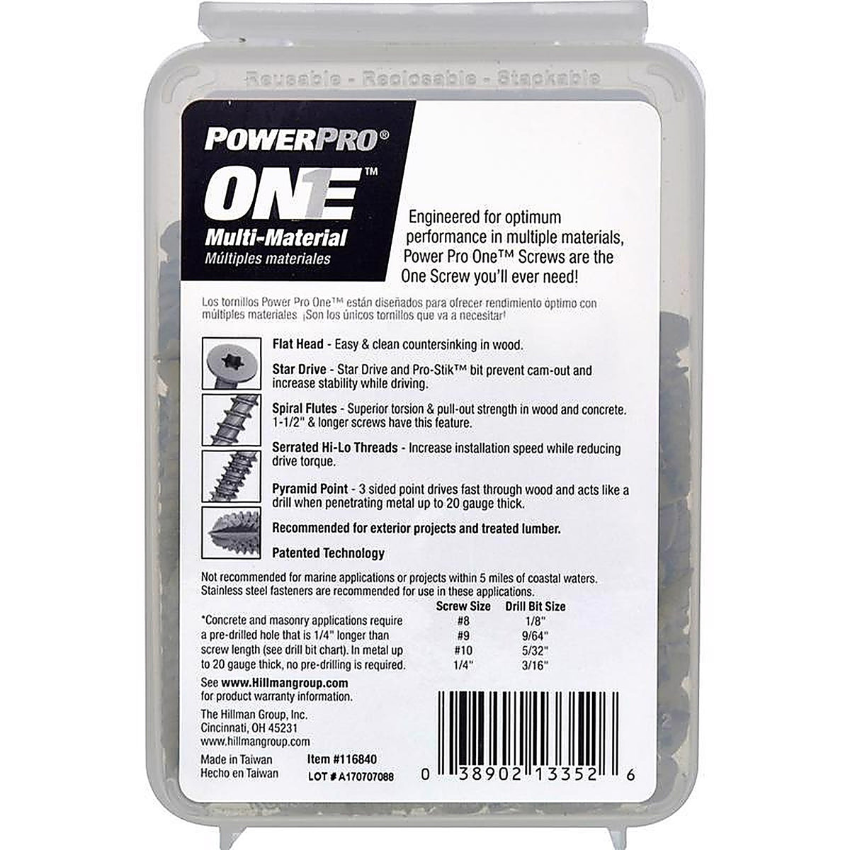 Hillman 116840 Power Pro One No. 10 x 1-1/4 in. L Star Flat Head Multi-Material Screw 1 lb. 133/Pack