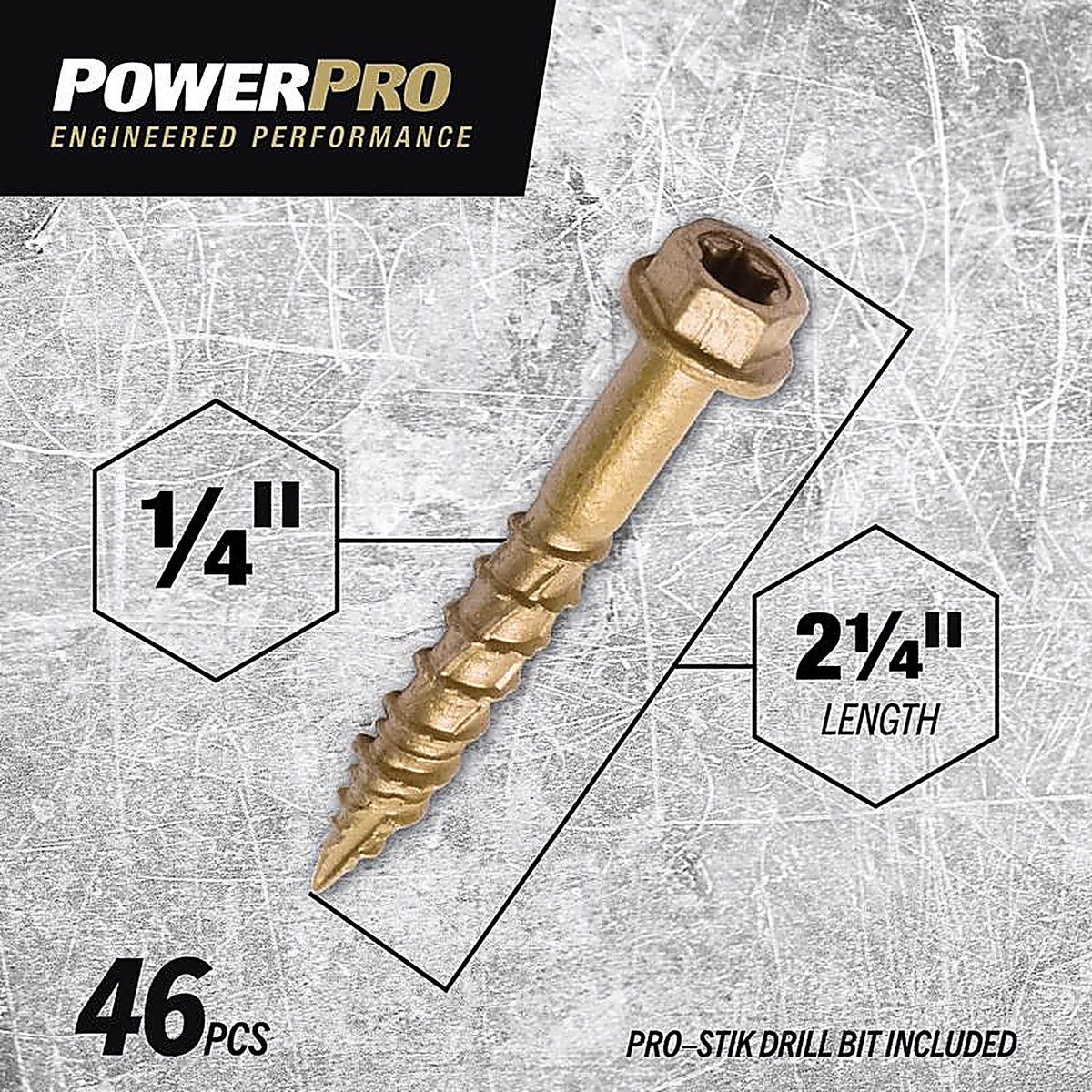 Hillman 116905 Power Pro One 1/4 in. x 2-1/4 in. L Star Hex Washer Head Multi-Material Screw 1 lb. 46/Pack