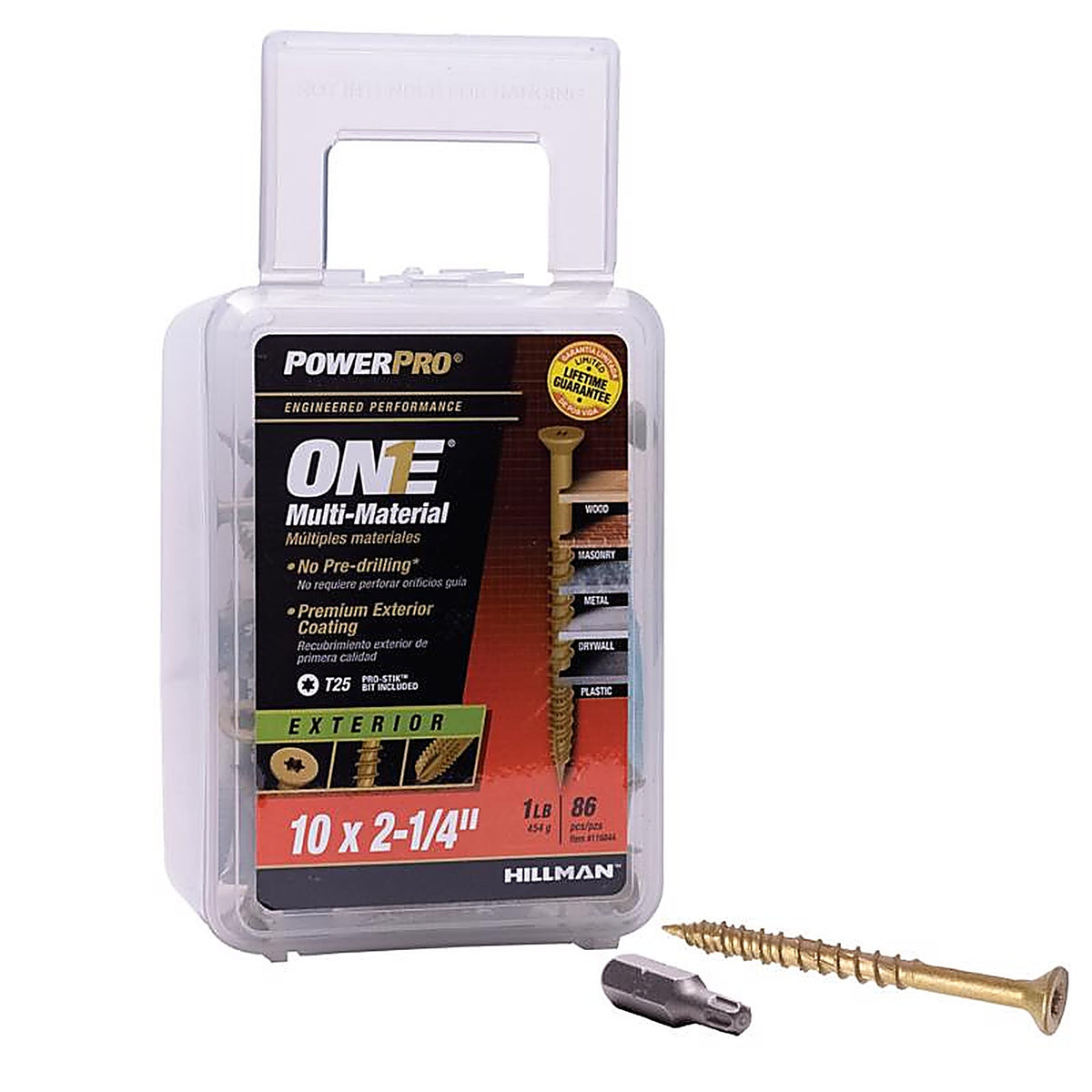Hillman 116844 Power Pro One No. 10 x 2-1/4 in. L Star Flat Head Multi-Material Screw 1 lb. 80/Pack
