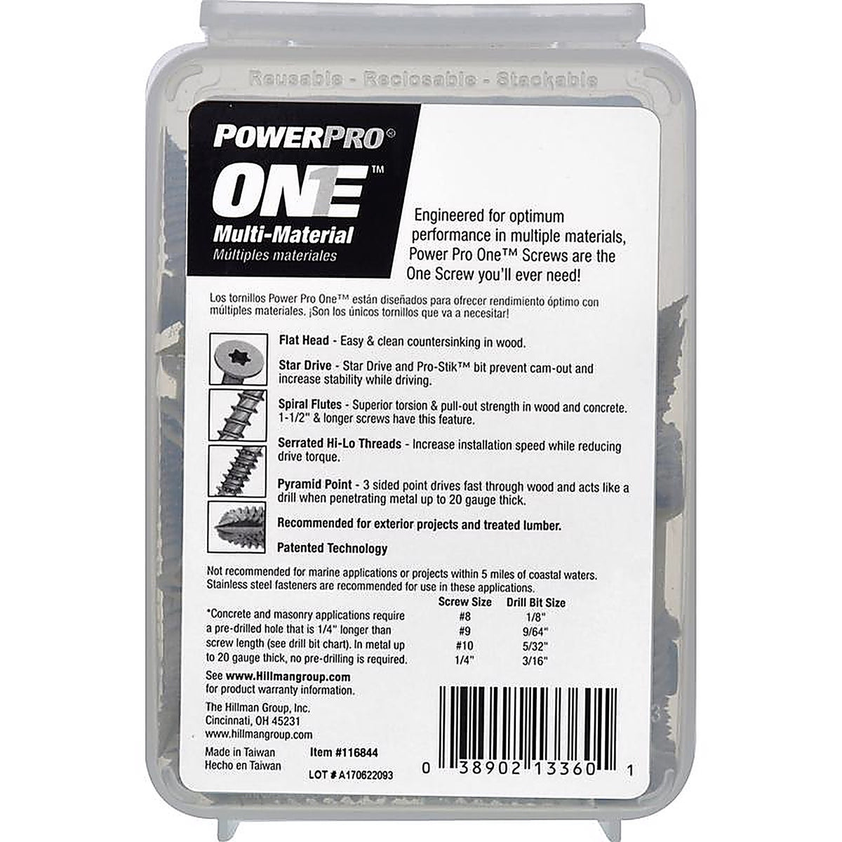 Hillman 116844 Power Pro One No. 10 x 2-1/4 in. L Star Flat Head Multi-Material Screw 1 lb. 80/Pack