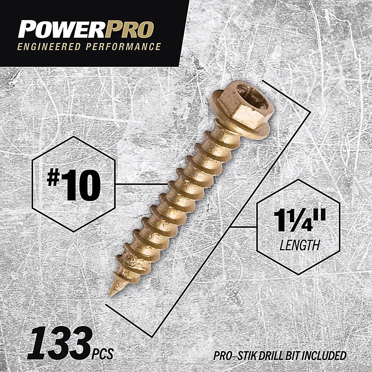 Hillman 116895 Power Pro No. 10 x 1-1/4 in. L Star Hex Washer Head Multi-Material Screw 1 lb. 133/Pack