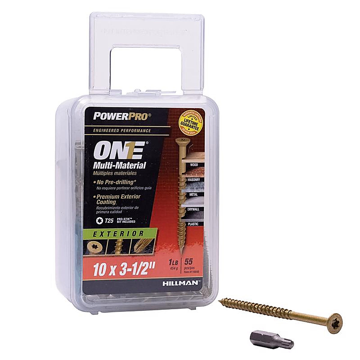 Hillman 116848 Power Pro One No. 10 x 3-1/2 in. L Star Flat Head Multi-Material Screw 1 lb. 53/Pack