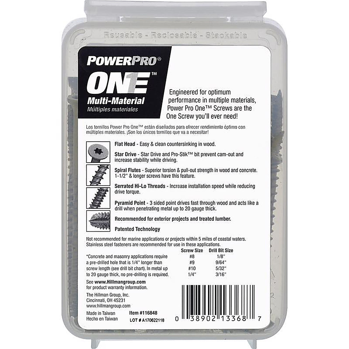 Hillman 116848 Power Pro One No. 10 x 3-1/2 in. L Star Flat Head Multi-Material Screw 1 lb. 53/Pack