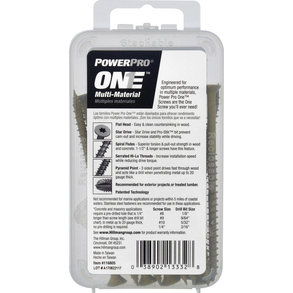 Hillman 116805 Power Pro One No. 10 x 3-1/2 in. L Star Flat Head Multi-Material Screw 12/Pack