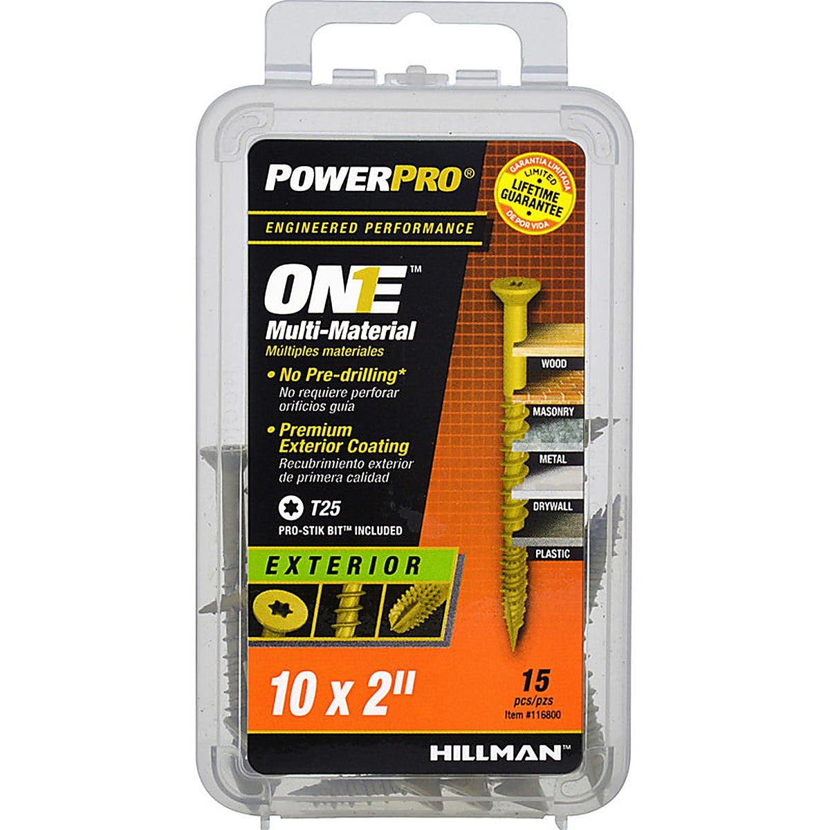 Hillman 116800 Power Pro One No. 10 x 2 in. L Star Flat Head Multi-Material Screw 15/Pack