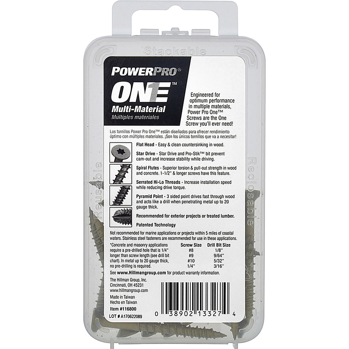 Hillman 116800 Power Pro One No. 10 x 2 in. L Star Flat Head Multi-Material Screw 15/Pack