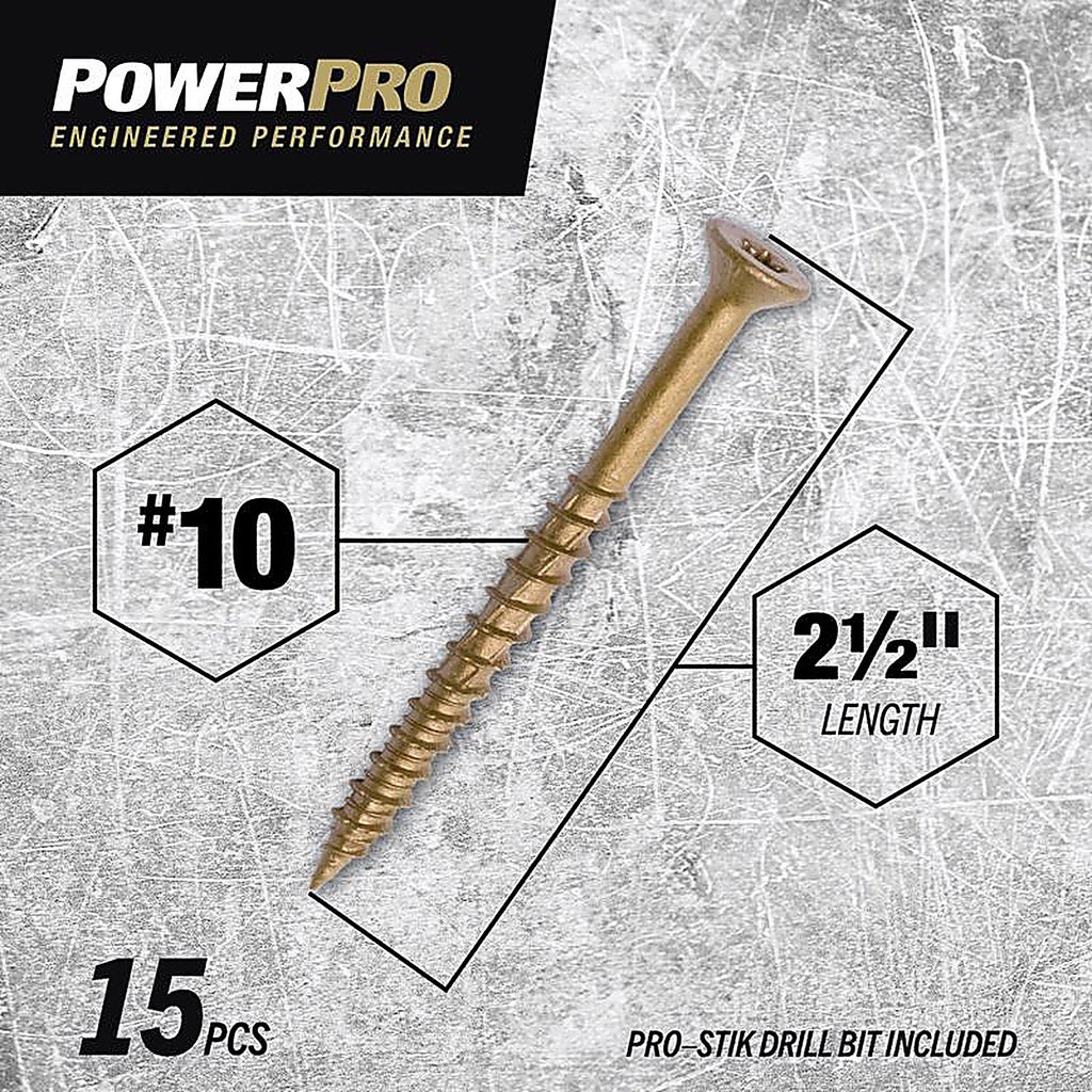 Hillman 116802 Power Pro One No. 10 x 2-1/2 in. L Star Flat Head Multi-Material Screw 15/Pack