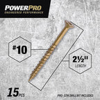 Hillman 116802 Power Pro One No. 10 x 2-1/2 in. L Star Flat Head Multi-Material Screw 15/Pack
