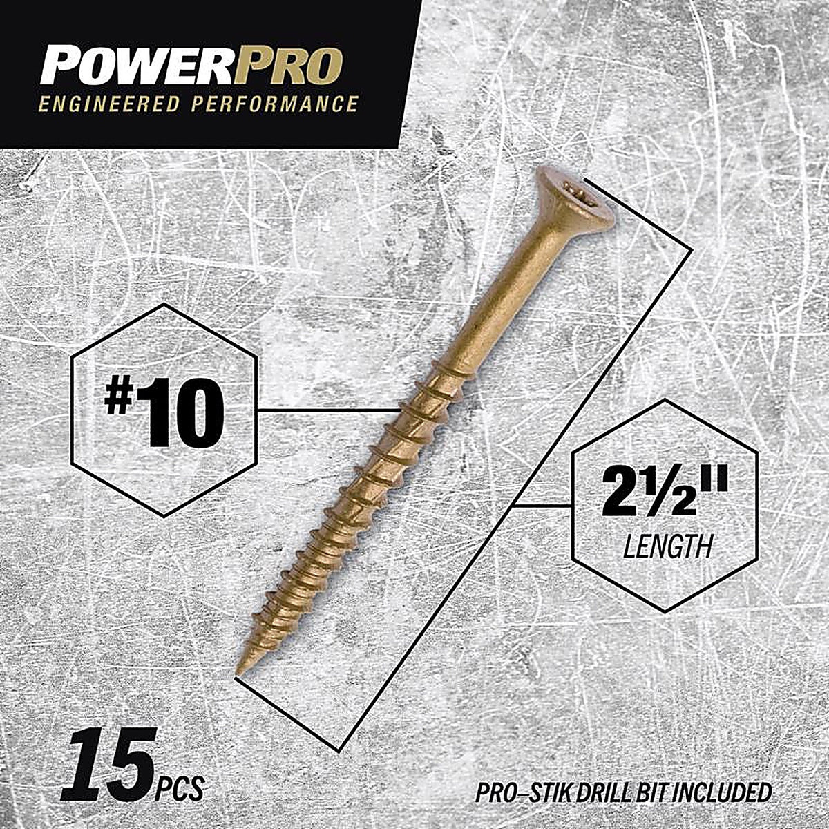 Hillman 116802 Power Pro One No. 10 x 2-1/2 in. L Star Flat Head Multi-Material Screw 15/Pack