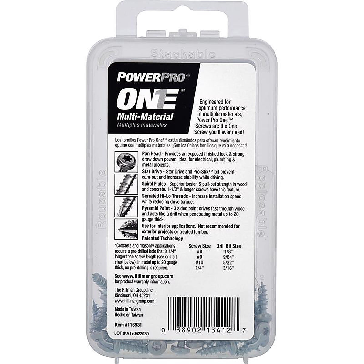 Hillman 116931 Power Pro One No. 6 x 1/2 in. L Star Pan Head Multi-Material Screw 50/Pack