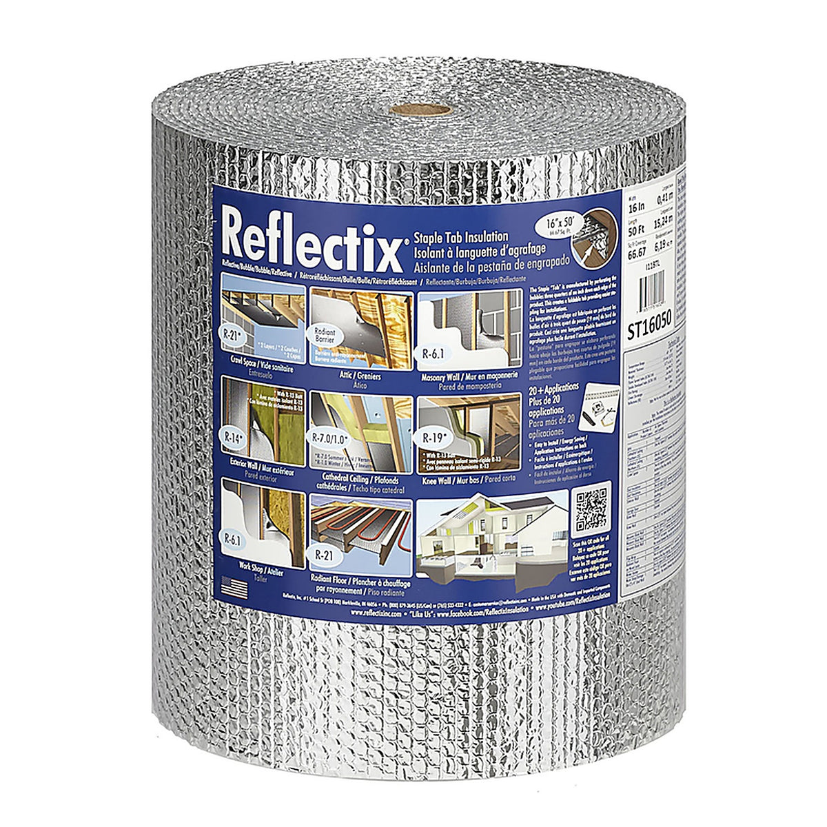 Reflectix - ST16050 - 16 In. W X 50 Ft. L X 0.31 In. R-3.7 to R-21 Reflective Radiant Barrier Foil Insulation Ro