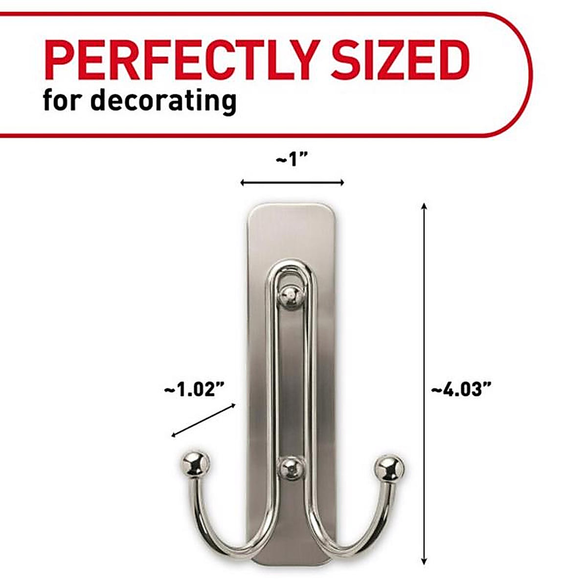 3M 17036BN-ES Command 2 in. L Brushed Nickel Metal Large Double Hook 4 lb. capacity 1/Pack