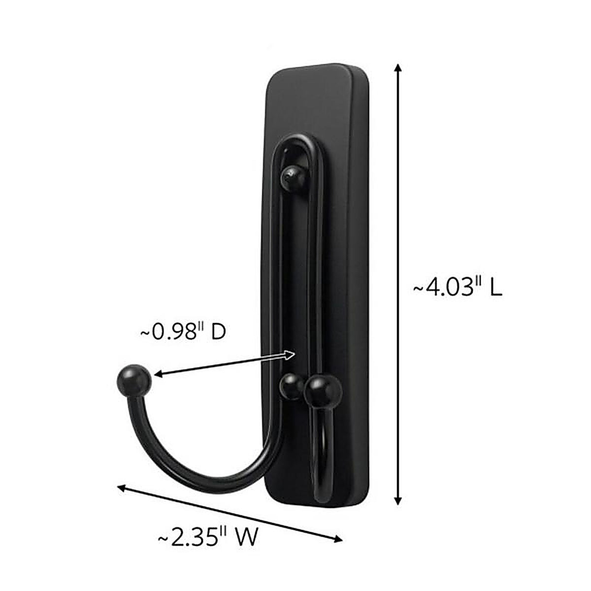 3M 17036MB-ES Command 2 in. L Matte Black Metal Large Double Hook 4 lb. capacity 1/Pack