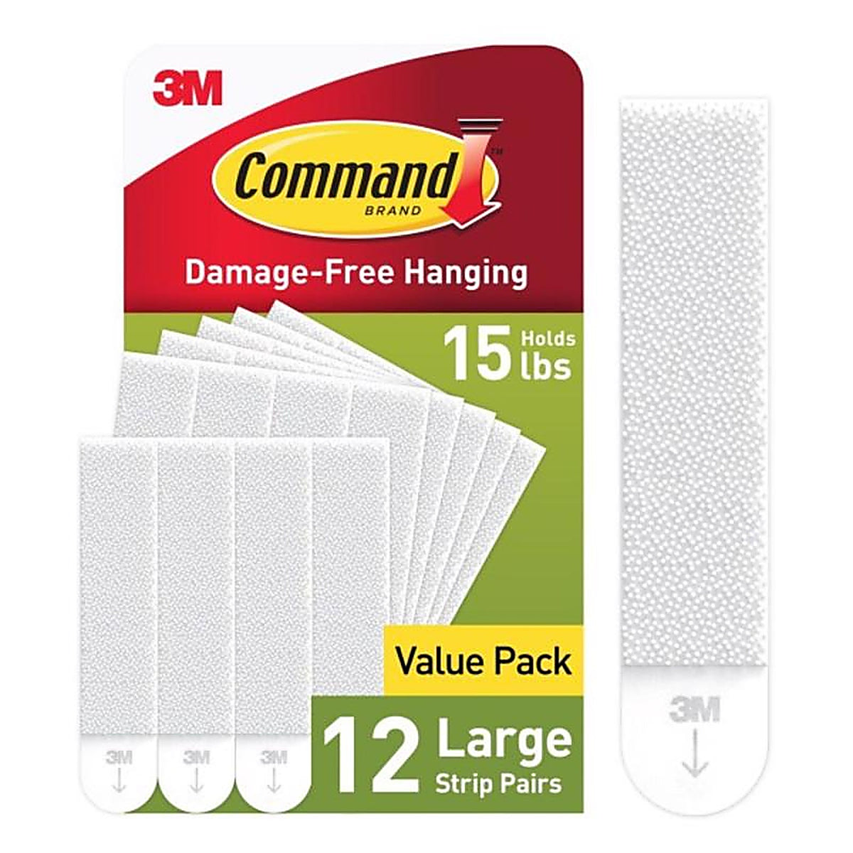 3M 17206-12ES Command White Large Picture Hanging Strips Foam 12/Pack 16 lb.