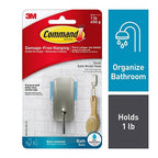 3M BATH33-SN-ES Command 1.18 in. L Satin Nickel Silver Adhesive Hook