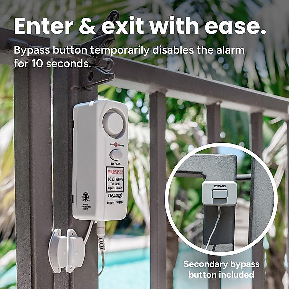 Techko - S187D - White Plastic Safe Pool Alarm