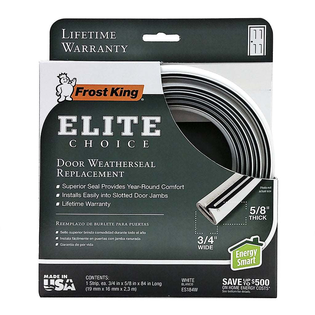 Frost King - ES184W - White Rubber Weather Seal for Doors 7 Ft. L X 0.5 In.