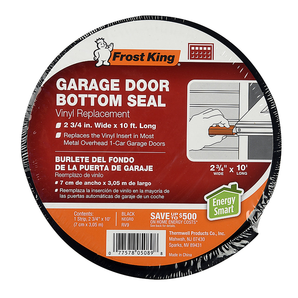 Frost King - RV9 - Black Vinyl Weather Seal for Garage Doors 10 Ft. L X 0.13 In.