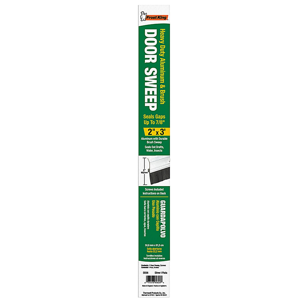 Frost King - SB36 - 0.2 In. H X 2 In. W X 36 In. L Aluminum Door Sweep Silver