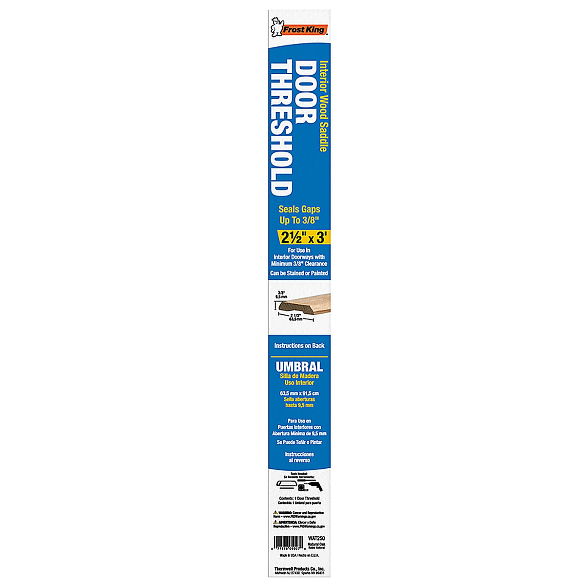 Frost King - WAT250 - 0.38 In. H X 2.5 In. W X 36 In. L Wood Flat Top Saddle Threshold Oak