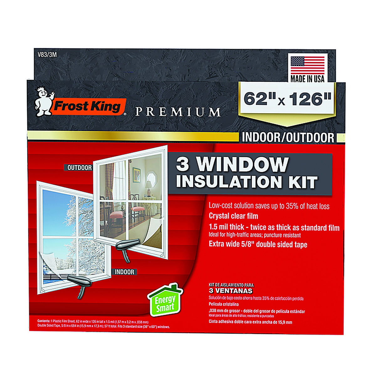 Frost King - V83/3M - Clear Indoor and Outdoor Window Shrink Film 62 In. W X 126 In. L