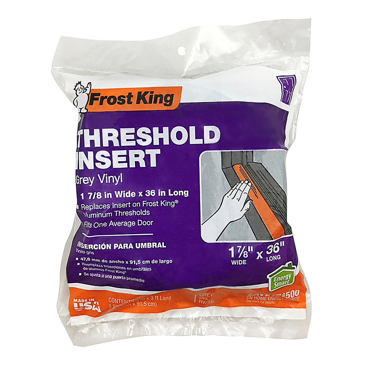 Frost King - RV/36H - Gray Vinyl Threshold Insert for Doors 36 In. L X 1.88 In.